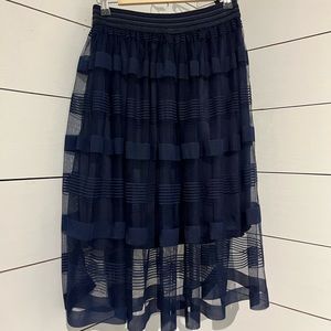 Navy blue skirt with long lace.